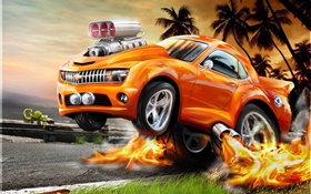 naranja coche Chevrolet, diseño 3D HD fondos de pantalla