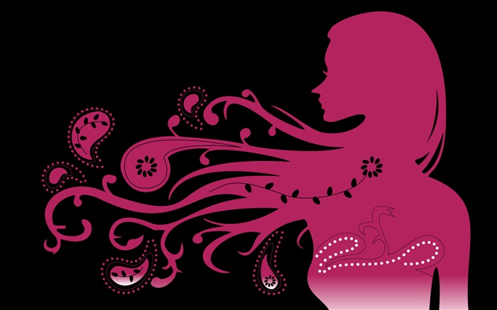 chica de estilo de color rosa, pelo al viento, vector de diseño creativo Fondos de pantalla, imagen