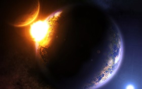 Planeta colisión, el espacio de desastres HD fondos de pantalla