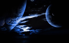 Los planetas en las nubes, oscuro HD fondos de pantalla