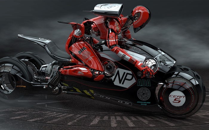 Robot conducir la motocicleta, de alta tecnología Fondos de pantalla, imagen