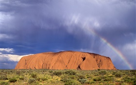 Montaña de rocas, hierba, desierto, Australia