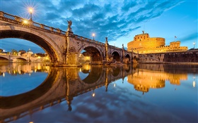 Roma, Italia, El Vaticano, puente, río, tarde HD fondos de pantalla