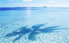 Mar, agua azul, resplandor, ondas, sombras, Maldivas