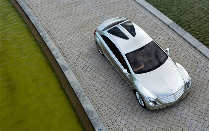 Opinión superior del coche de plata de Mercedes-Benz Fondos de pantalla, imagen