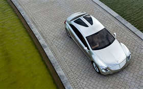 Opinión superior del coche de plata de Mercedes-Benz HD fondos de pantalla