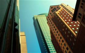 Rascacielos, miran hacia arriba, ciudad HD fondos de pantalla