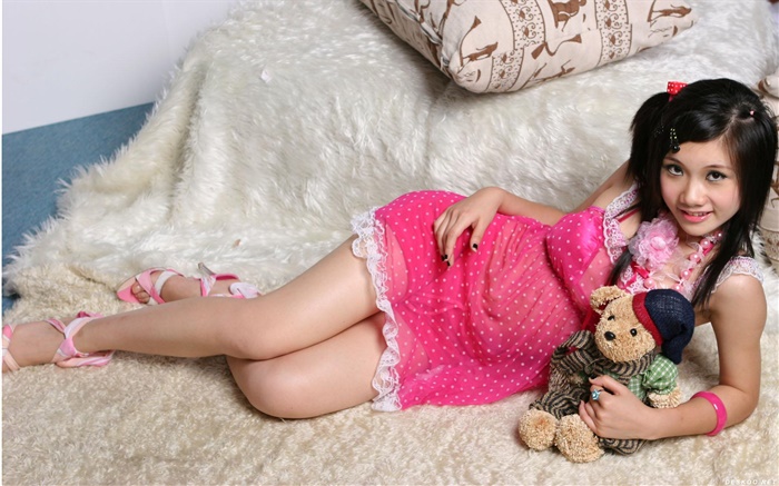 vestido rosado de la sonrisa asiática, ropa de cama, juguetes Fondos de pantalla, imagen