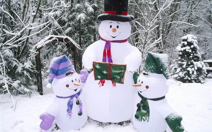 Muñeco de nieve, nieve, invierno, Navidad Fondos de pantalla, imagen