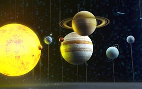sistema solar planeta, espacio, modelo HD fondos de pantalla