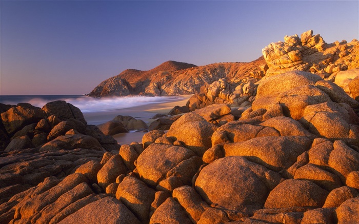 Piedras, playa, mar, costa, oscuridad Fondos de pantalla, imagen
