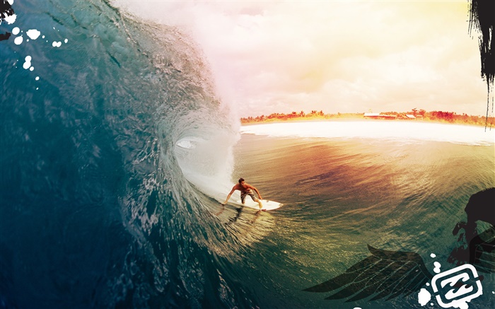 Surf, mar, puesta del sol, el diseño creativo Fondos de pantalla, imagen