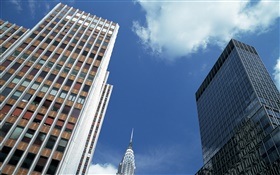 EE.UU., Ciudad de Nueva York, edificios, visión superior, nubes HD fondos de pantalla