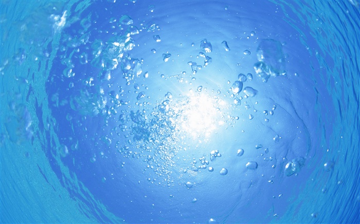 Bajo el agua, el mar azul, burbuja de agua, sol, Maldivas Fondos de pantalla, imagen