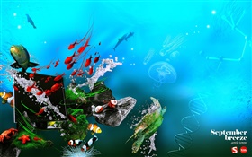 , Mar, pescados, el monitor, el ADN, el diseño creativo bajo el agua HD fondos de pantalla