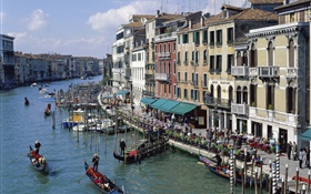 Venecia, Italia, canales, casas, barcos HD fondos de pantalla
