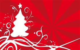 Árbol de navidad blanco, fondo rojo, vector HD fondos de pantalla