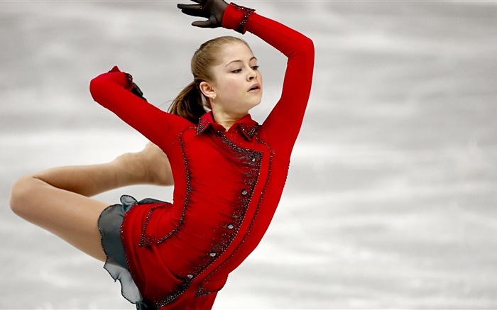 Yúliya Lipnítskaya, patinaje artístico, vestido rojo Fondos de pantalla, imagen