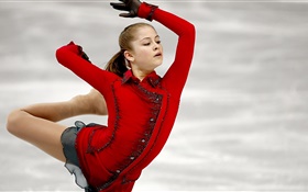 Yúliya Lipnítskaya, patinaje artístico, vestido rojo HD fondos de pantalla