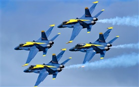Blue Angels de vuelo del avión en el cielo HD fondos de pantalla