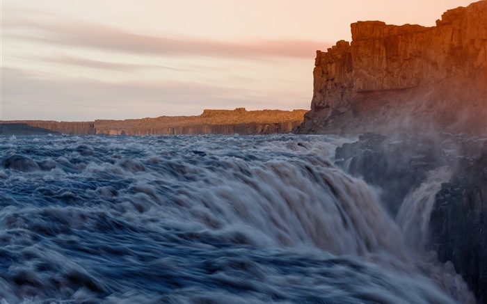 Acantilado, rocas, río, cascada Fondos de pantalla, imagen