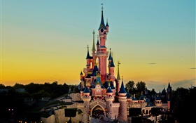 Disneyland, castillo, del sol, oscuridad HD fondos de pantalla