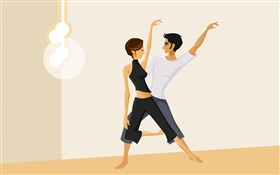 Chica y chico bailando, imágenes vectoriales HD fondos de pantalla
