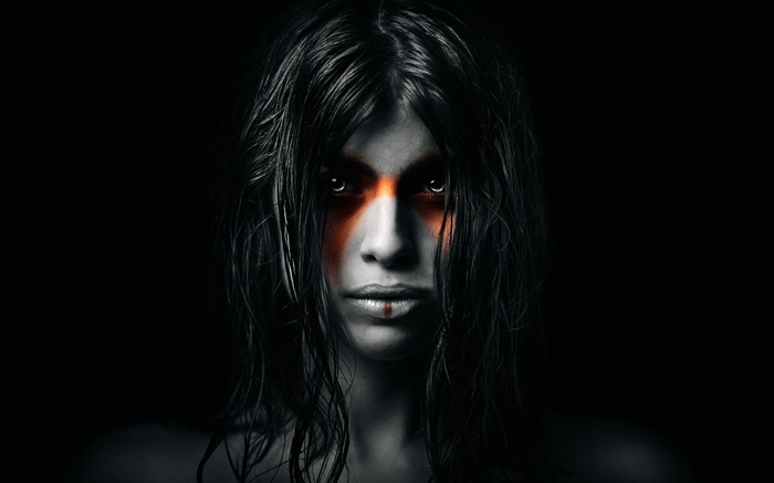 Retrato de la niña, maquillaje, estilo negro Fondos de pantalla, imagen