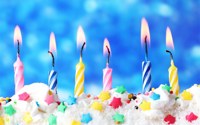 Feliz cumpleaños, torta, velas, crema, fuego Fondos de pantalla, imagen