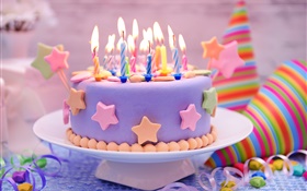 Feliz cumpleaños, torta, decoración, dulces, velas HD fondos de pantalla