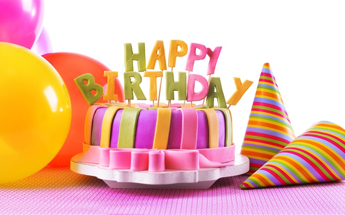 torta del feliz cumpleaños, decoración, alimentos dulces, globos Fondos de pantalla, imagen