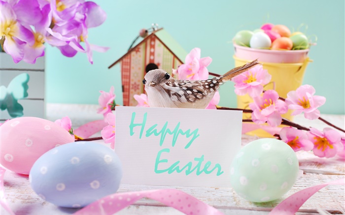 Feliz Pascua, flores, huevos, decoración, primavera Fondos de pantalla, imagen