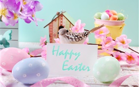 Feliz Pascua, flores, huevos, decoración, primavera HD fondos de pantalla