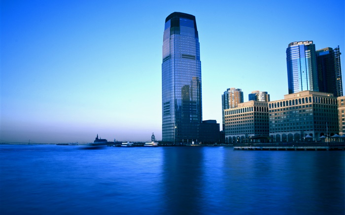 Jersey City, Nueva Jersey, EE.UU., mar, rascacielos Fondos de pantalla, imagen