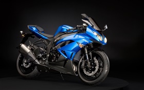 Kawasaki Ninja ZX-6R motocicleta, azul y negro HD fondos de pantalla