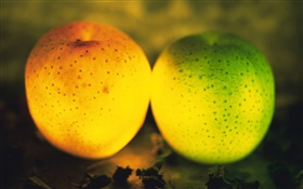 fruta luz, manzanas verdes y naranjas