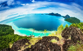 Malasia, Bohey Dulang isla, zonas tropicales mar, costa, playa