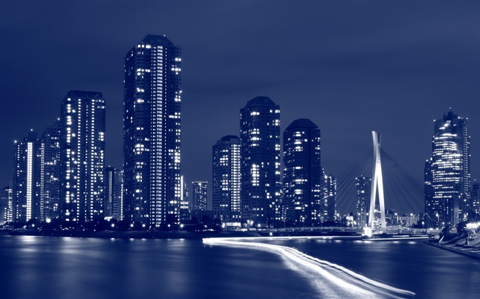 Ciudad de noche, Tokio, Japón, rascacielos Fondos de pantalla, imagen