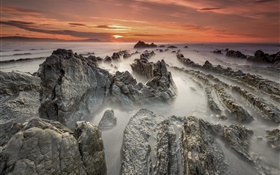 Océano, costa, rocas, amanecer HD fondos de pantalla