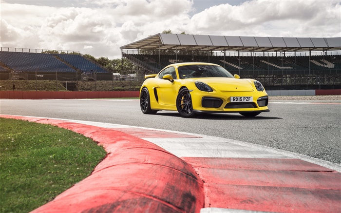 Porsche Cayman GT4 superdeportivo amarilla vista frontal Fondos de pantalla, imagen
