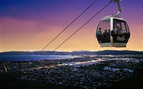 Queenstown, Nueva Zelanda, teleférico, atardecer, el mar HD fondos de pantalla