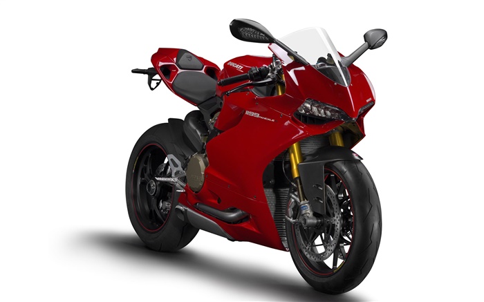 Vista delantera de la motocicleta roja Ducati 1199 Panigale S Fondos de pantalla, imagen