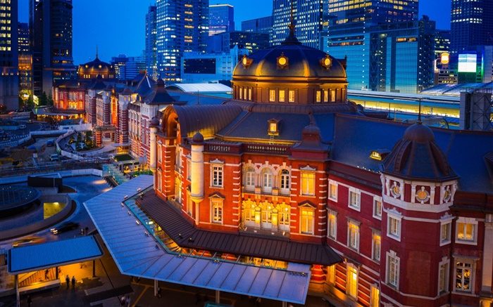 Tokio, Marunouchi, Japón, ciudad de la noche, los edificios Fondos de pantalla, imagen