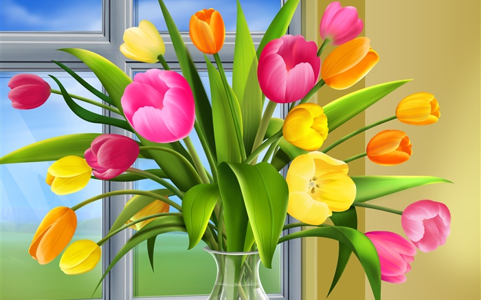 Tulipanes, flores, colores, imágenes, arte florero Fondos de pantalla, imagen