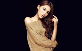 Wang Xi Ran, chica asiática, fondo negro HD fondos de pantalla