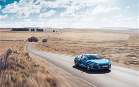 Audi R8 V10 velocidad del coche azul HD fondos de pantalla