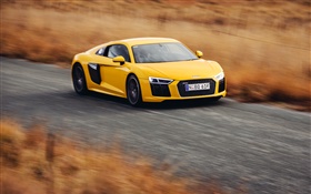 Audi R8 V10 superdeportivo amarilla de alta velocidad HD fondos de pantalla