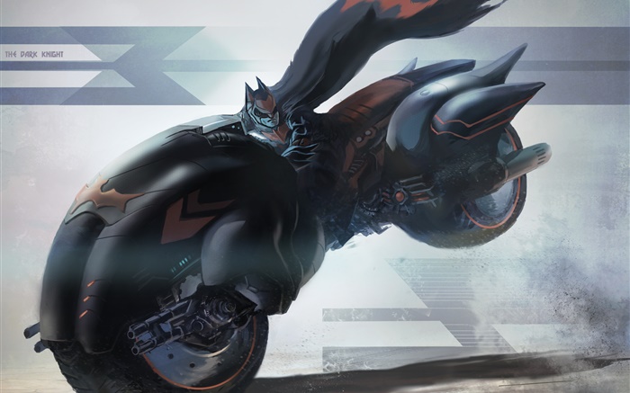 Batman paseo en moto, la velocidad, el dibujo del arte Fondos de pantalla, imagen