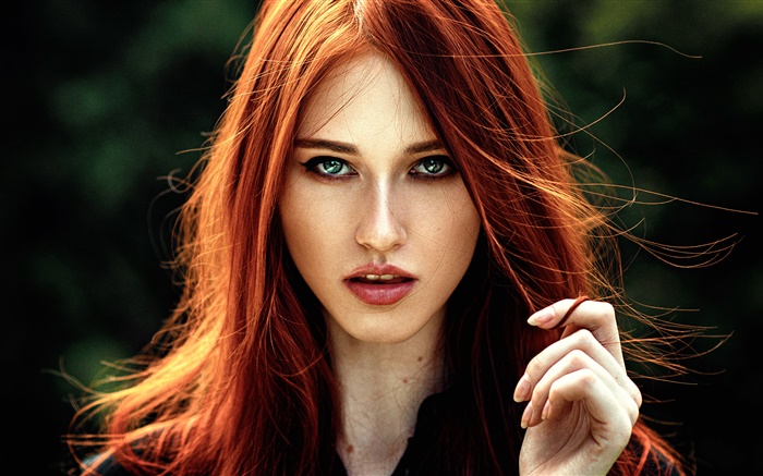 Preciosa niña de pelo rojo, ojos azules Fondos de pantalla, imagen