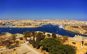 Malta, Zabbar, ciudad, bahía, casas HD fondos de pantalla